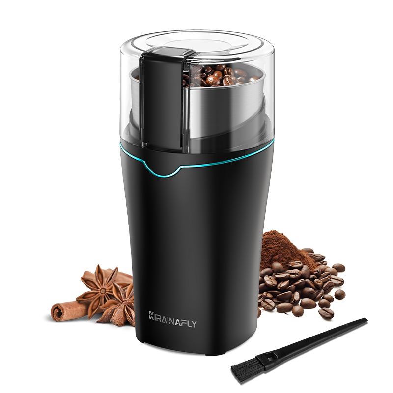 Coffee Bean Grinder Electric - 取り外し可能なステンレス鋼カップ付きコーヒーグラインダー電動コーヒー豆グラインダー家庭用コーヒーミルスパイスハーブナッツ用、300W