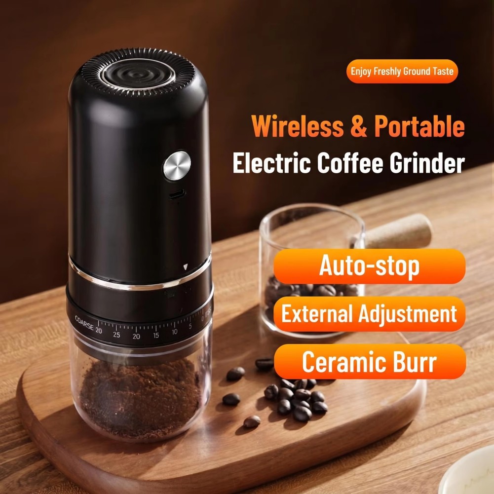 Coffee Bean Grinder Electric - 電動コーヒー豆グラインダー、円錐形の刃で調整可能なミル、エスプレッソとハンドドリップ用、均一な挽きでより良い風味を実現