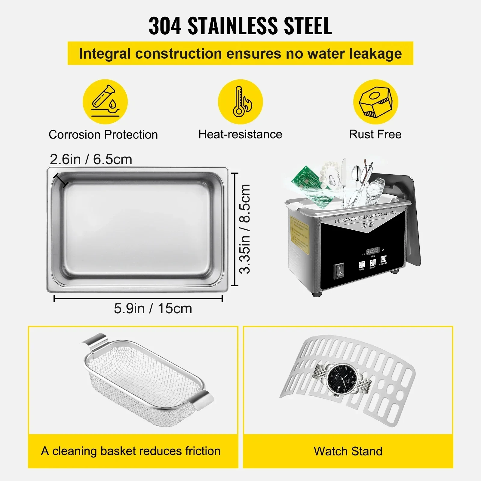 SIHAO 超音波洗浄機 ステンレス製 ジュエリー・メガネ洗 - Home Appliances のレビューと価格