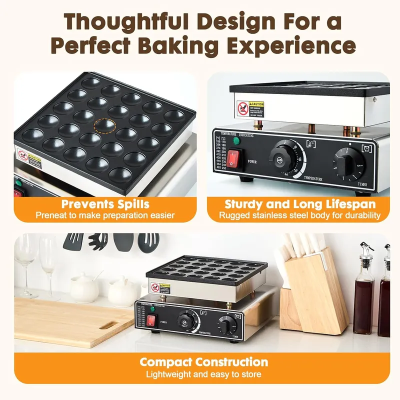 ミニパンケーキメーカー 業務用 25個 ダッチマフィンマシン - Mini Waffle Maker Machine のレビューと価格