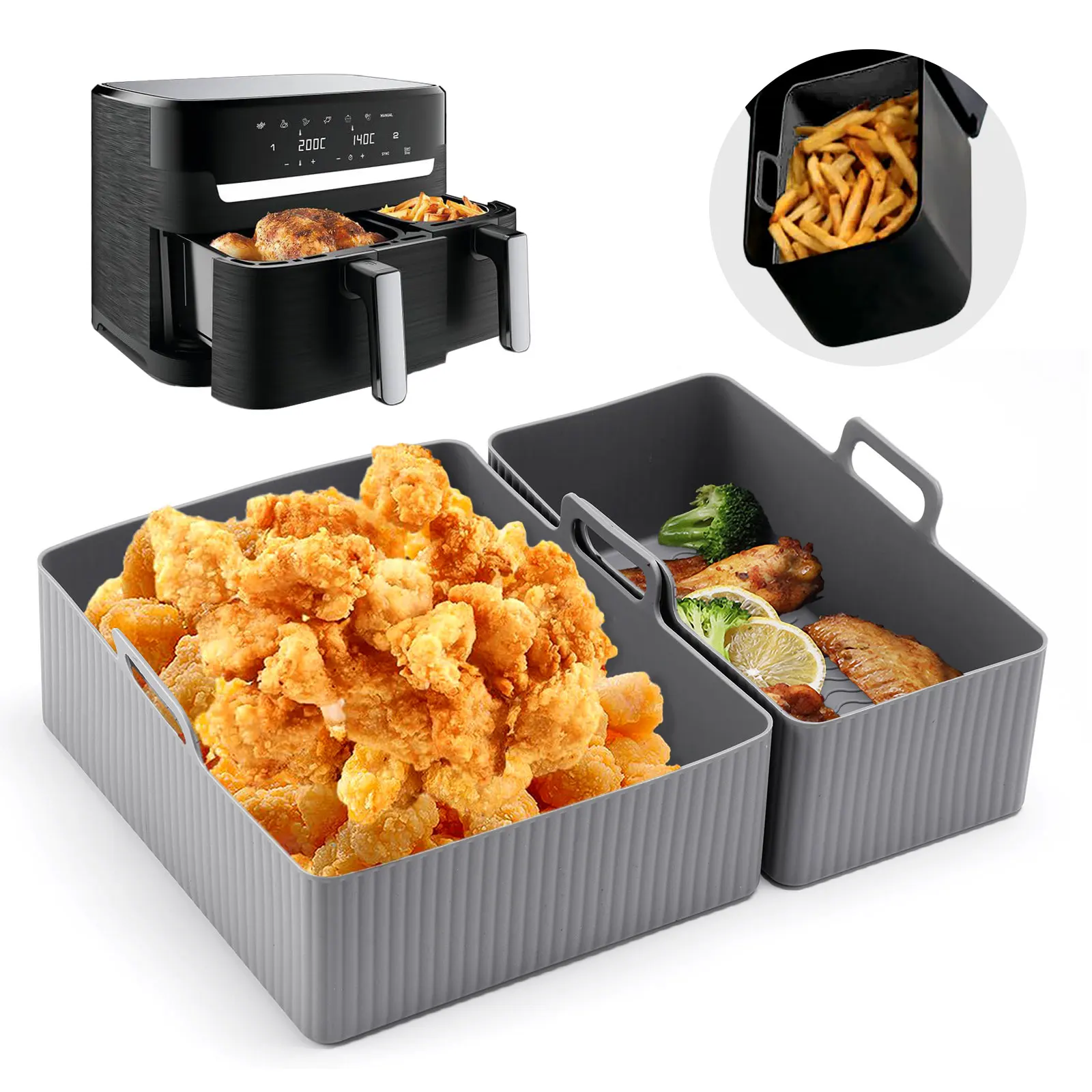 2個セット シリコン製エアフライヤーマット エアフライヤー用 - Air Fryer Silicone Pot Liner のレビューと価格